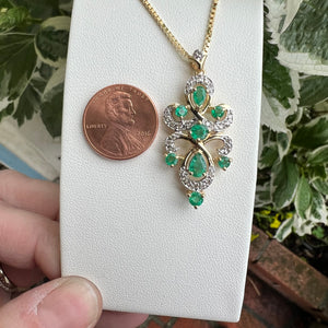 14ky emerald and diamond pendant