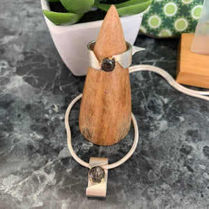 14ky & sterling silver tourmalinated quartz ring