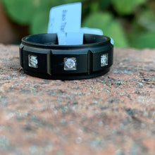 Load image into Gallery viewer, Black titanium 1/8ct diamond band