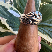 Load image into Gallery viewer, Silver blue topaz scroll ring