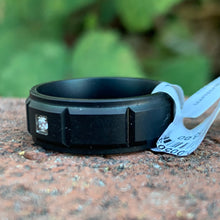 Load image into Gallery viewer, Black titanium 1/8ct diamond band