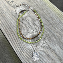 Load image into Gallery viewer, Silver beaded Hamsa necklace