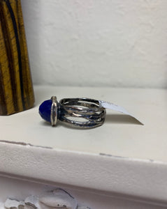 Textured sterling silver Farrah lapis ring