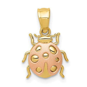 14k two tone lady bug pendant