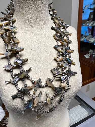 Abalone bird fetish necklace